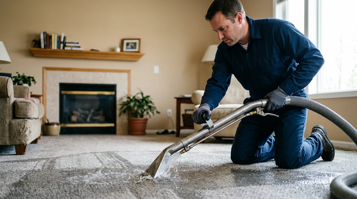 Water damage restoration technician working near Greentown, PA
